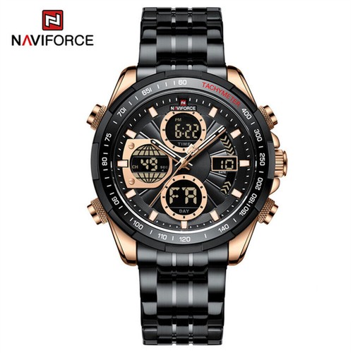NAVIFORCE Men Watches Dual Time Steel Stopwatch Male Business Digital Wristwatch - Picture 25 of 32