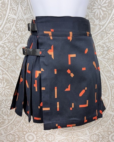 Sport Kilt USA blau mit geometrischem Druck schwerer Canvas Rock 18" Länge Größe XS/S - Bild 1 von 7