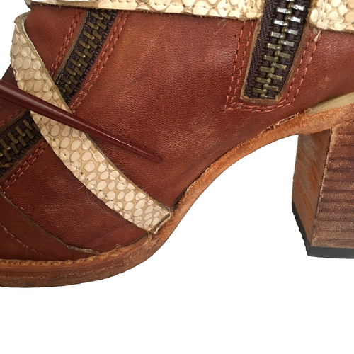 Freebird Steven Balboa Ankle Boots Distressed Leather Size 9 Zipper Strap Snake - Picture 18 of 21
