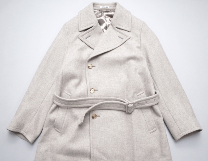 ジャケット・アウター AURALEE LIGHT MELTON DOUBLEBREASTED COAT Auralee LIGHT MELTON DOUBLE-BREASTED COAT / TOP BEIGE size 3