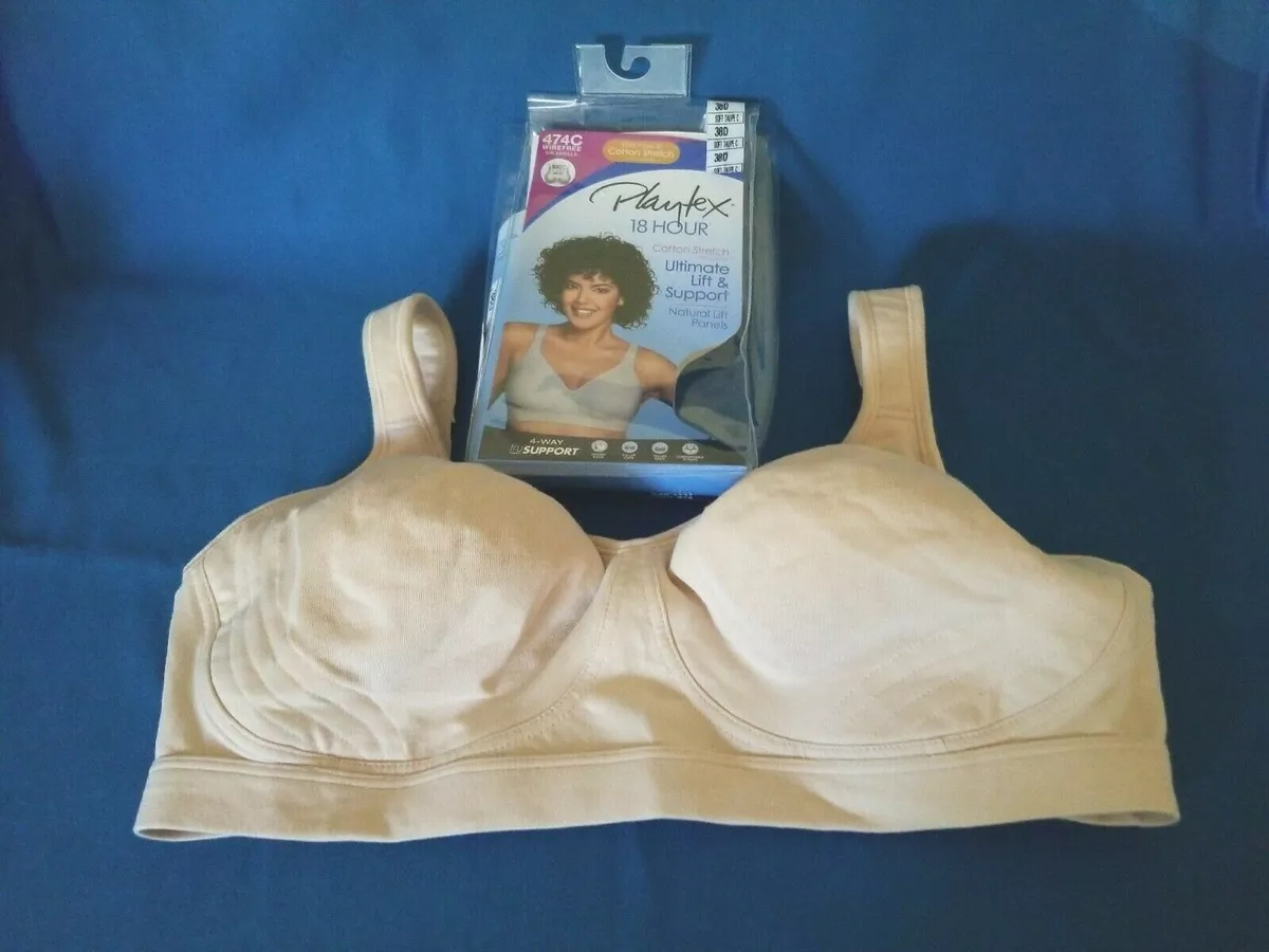 New w/Box 474C 4745 Cotton Stretch Wirefree PLAYTEX 18 Hour 38D Bra Soft  Taupe