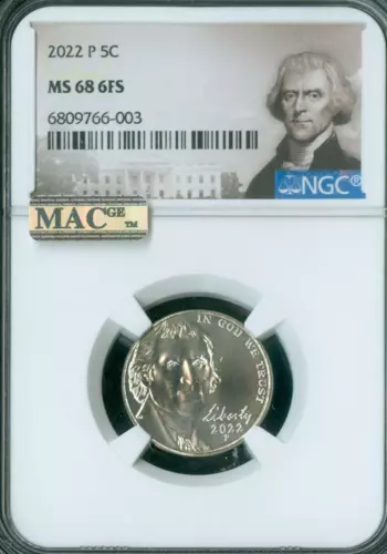 2022 P JEFFERSON NICKEL NGC MS68 6FS PQ MAC SPOTLESS .