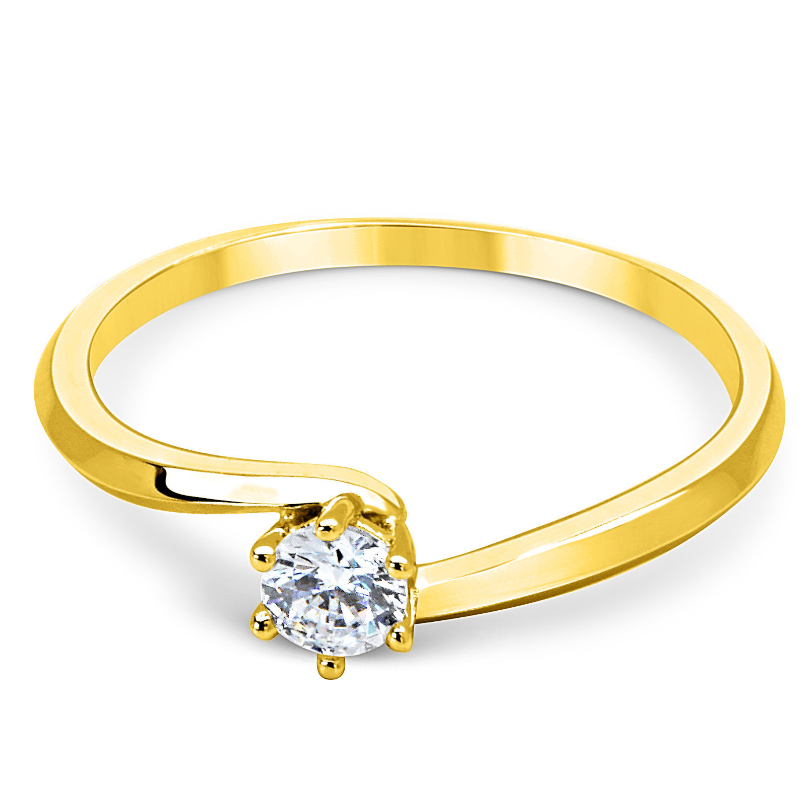 14K Solid Yellow Gold CZ Cubic Zirconia Solitaire Engagement Promise ...
