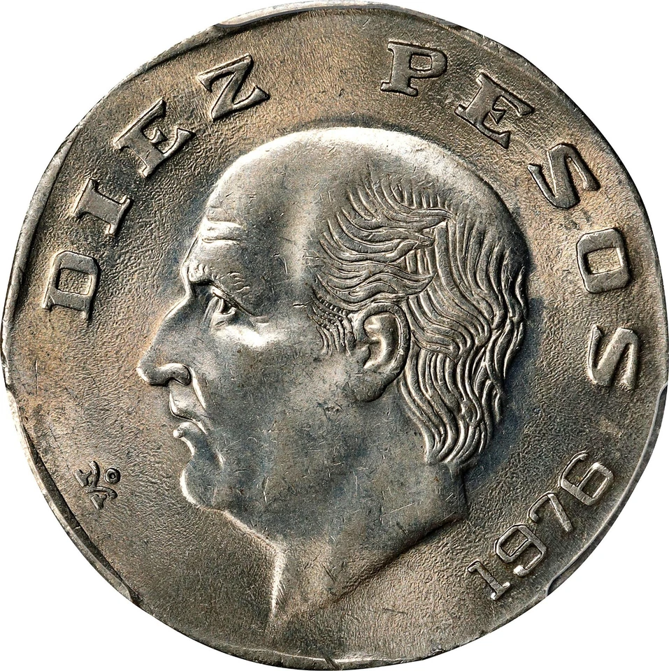 ER390 MEXICO. Mint Error, 1976-Mo 10 Pesos Struck on 1 Peso Planchet. PCGS MS63 - Image 3 of 4