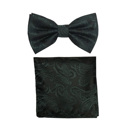 New Brand Q Men's Pre-tied Bow Tie & Hankie Paisley Microfiber - Foto 9