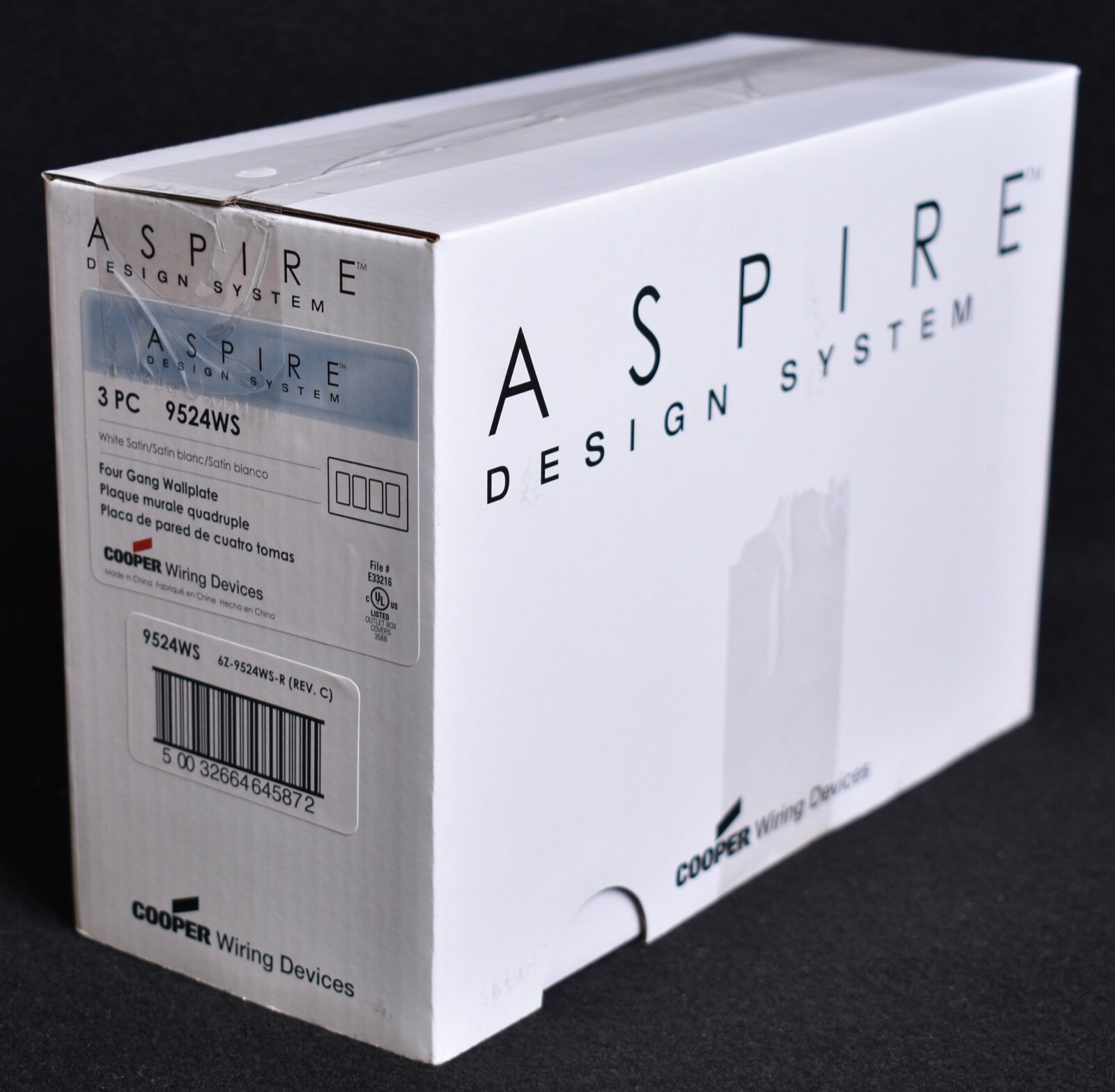 3 Count Aspire Cooper White Satin Screwless Wall Plates 4-Gang  9524WS