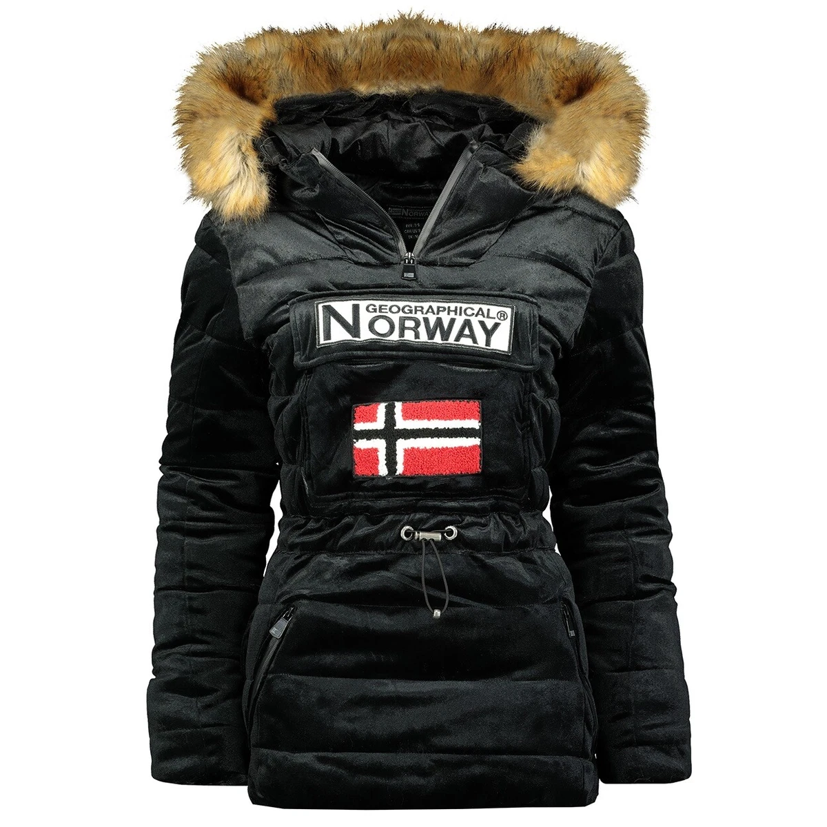 Geographical Norway Women's Winter Jacket Parka Pullover Ski Woven Fur