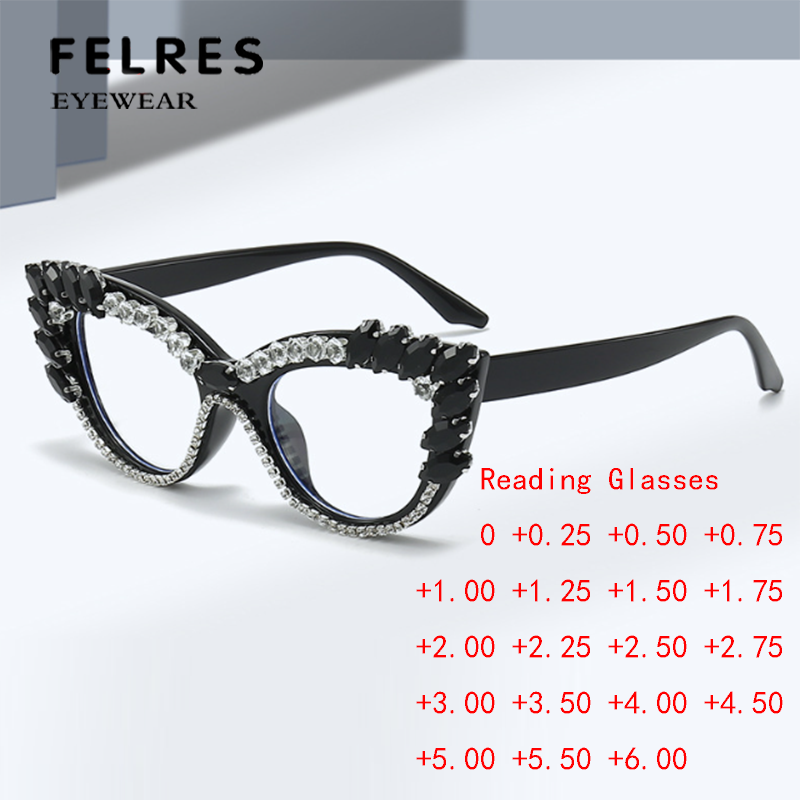 Cat Eye Luxury Blue Light Blocking Reading Glasses For Women Clear Lens Glasses