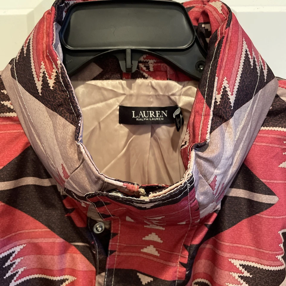 NWT $295 Lauren Ralph Lauren XL Southwest Aztec Hooded Anorak Raincoat CLA / TAN - Image 3 of 4