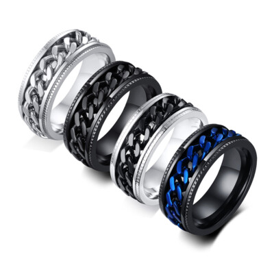 CASSIECA 16 Stks Zilver Zwarte Ringen voor Mannen Rvs Spinner