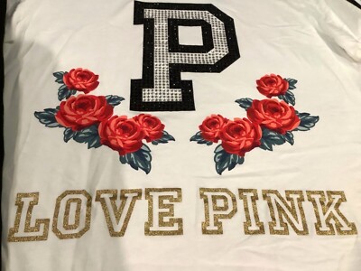 T-shirt Victoria's Secret Rose Avec Broderies Paillettes LOVE PINK - Neuf Avec étiquette, Taille Plus