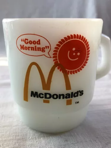 Vintage Anchor Hocking Fire King McDonald's Good Morning Coffee Cup Mug