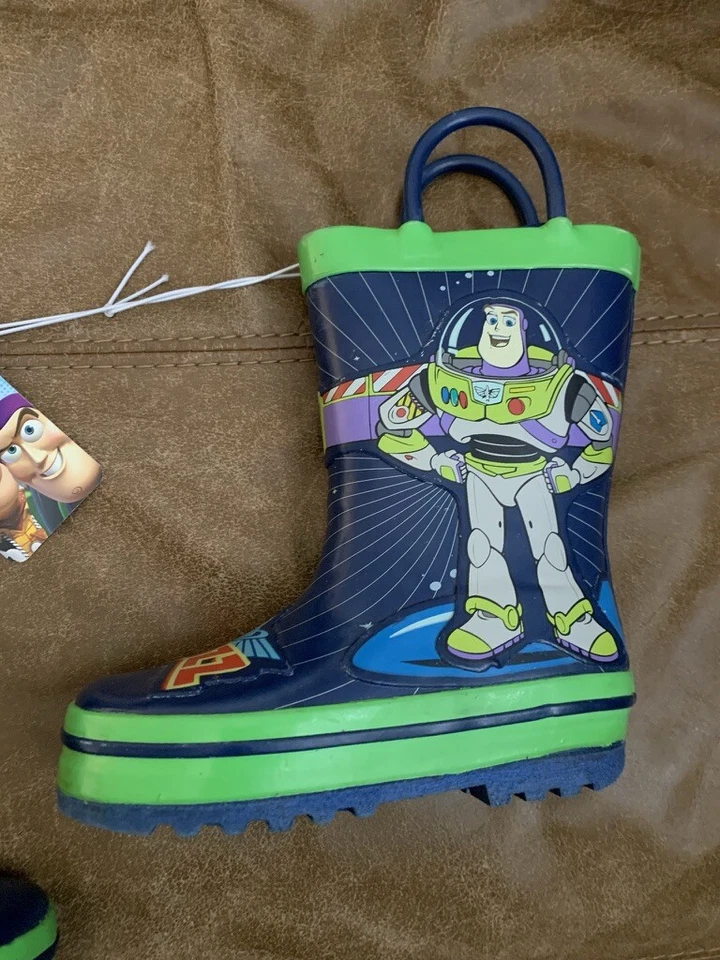 Toddler Disney Toy Story Rain Boots Blue Green Buzz Lightyear Boy Girl 5 Toddler - Image 4 of 4
