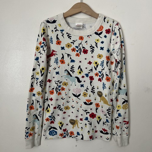 Hanna Andersson Pajama Top 100% Organic Cotton 140 10 Floral Fox Unicorn