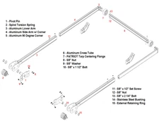 4 Spring Aluminum Dump Truck Tarp Arm Kit. Complete From Pin to Pin with 45's