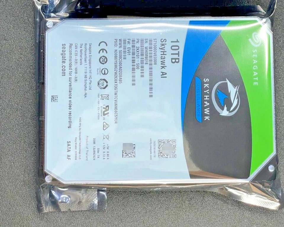 Seagate 10TB ST10000VE0008 SkyHawk AI SATAIII 3.5" 256MB Internal Hard Drive - Image 3 of 4