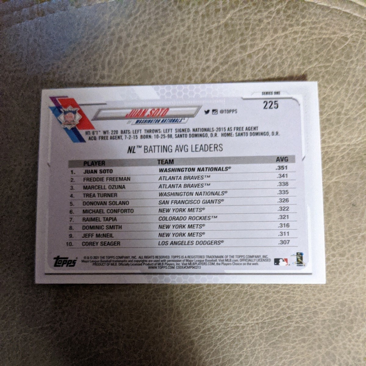 フアン・ソトTopps Bowman 2021カード ワシントン・ナショナルズ