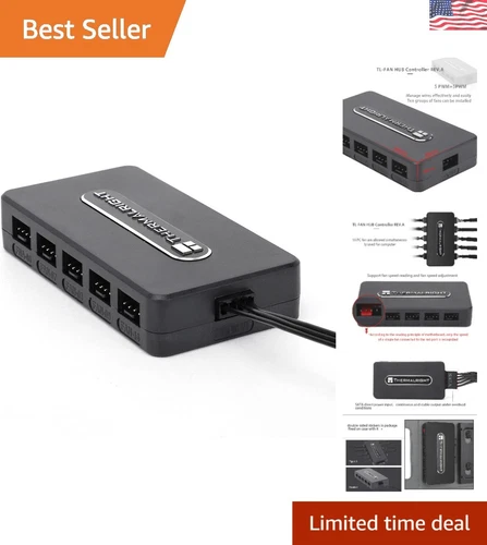 SATA Powered 10-Port Fan Hub with Strong Adhesive Mount for Streamlined Cooling