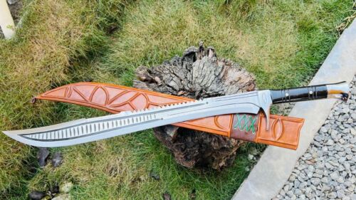 26″blade Custom Full Tang Machete-High Carbon Steel Blade with Horn Handle-Gifts - Picture 3 of 14
