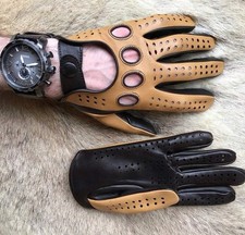 Men  s Driving Gloves Dark Brown  Cork Nappa Leather