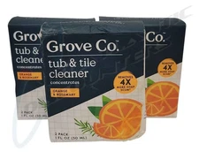 3 Packs of 2 Grove Co. Tub & Tile Cleaner Concentrates Orange and Rosemary