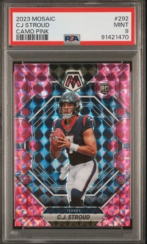C.J. STROUD (RC)🔥 2023 Panini Mosaic CAMO PINK🔥Houston Texans 🏈 PSA 9 MINT💎