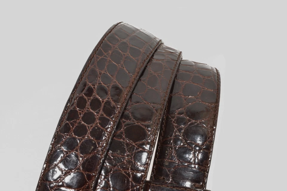 Auténtico cinturón de cocodrilo genuino 125/48 BRIONI 35 mm (marrón) precio de venta sugerido por el fabricante 1800 $ Foto 3 de 4