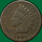 1897 1 in Neck Indian Head Cent Good G Coin #38555