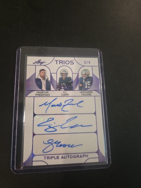 2026 Leaf Trinity Trios Marcus Freeman Cj Carr Leonard Moore AUTO 6/6 ND Irish