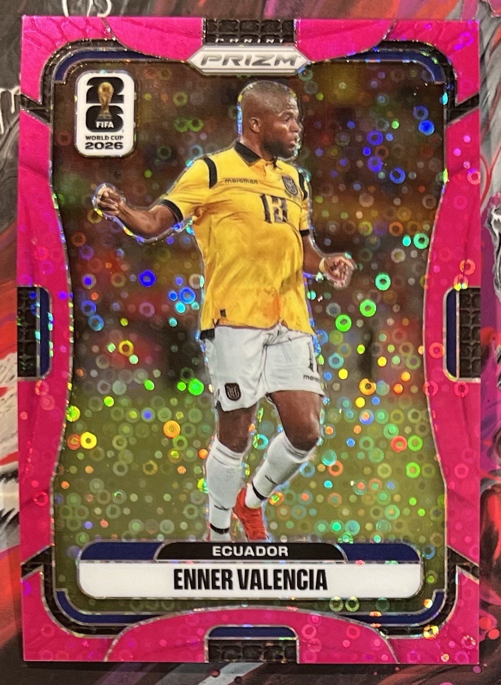 2026 Panini Prizm FIFA World Cup Enner Valencia Pink Disco Prizm /199 SP Ecuador