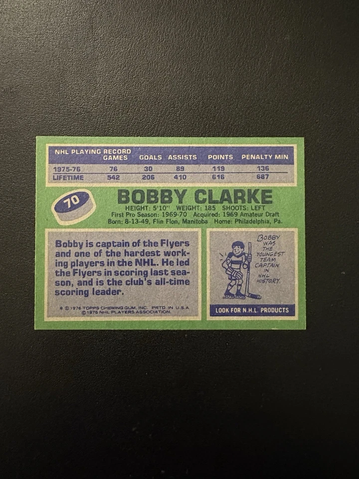 1976-77 Topps Hockey #70 BOBBY CLARKE HOF Card NM/MT SHARP!! - Image 3 of 3