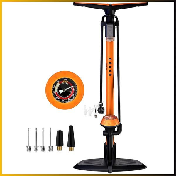 Gobko Fahrradpumpe Luftpumpe Manometer 160 PSI FüR Rennrad MTB – Orange, Presta-image