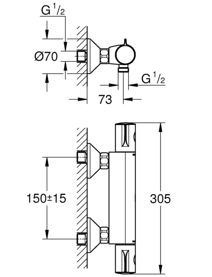 Grohe Grohtherm 800 Thermostat-Brausebatterie Brausethermostat Dusche 34558000 - Bild 3 von 4