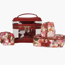 TED BAKER LONDON 4-PIECE PRESSED FLOWERS COSMETIC TRAVEL BAG KIT NWT