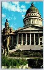 Postcard Chief Massasoit Salt Lake City Utah Statue Vintage View USA Unposted