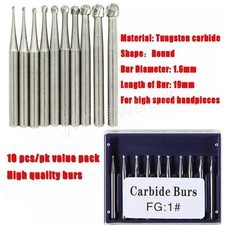 10-100pcs Dental Tugsten Round Carbide Burs FG 1-5 Bur for High Speed Handpiece