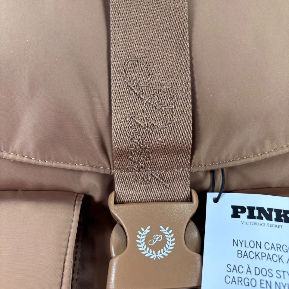 NWT PINK Victoria's Secret Nylon Cargo Backpack Book Bag Drawstring Closure - Image 3 of 4