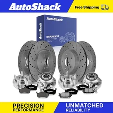Front Rear Drilled Slotted Brake Rotors Ceramic Pads Hubs for Lincoln MKT
