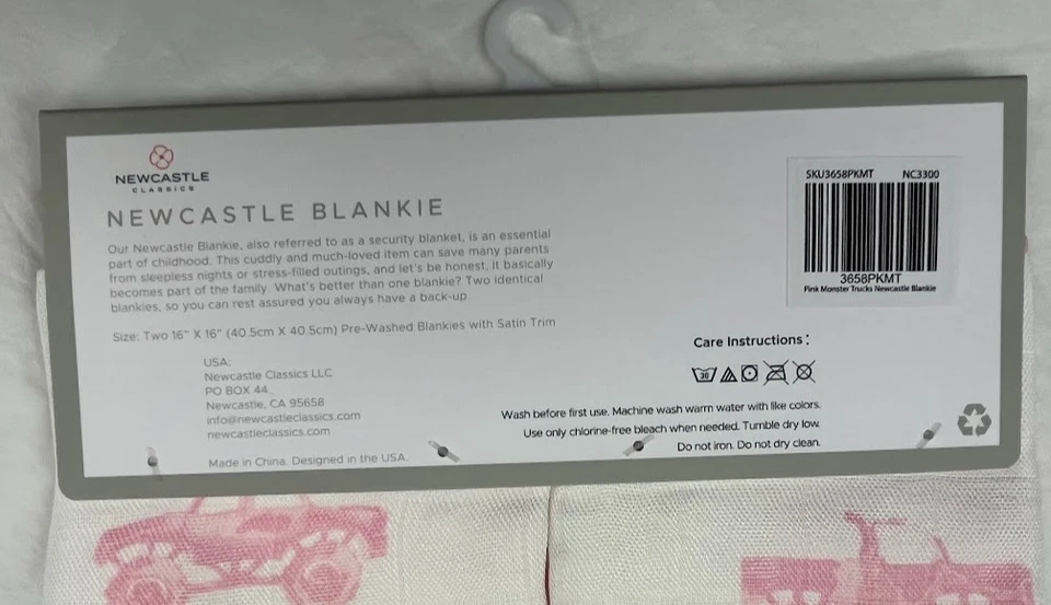 Newcastle Bambú Bebé Niña Rosa Monster Truck Manta de Seguridad Lovey Set Satinado Foto 4 de 4