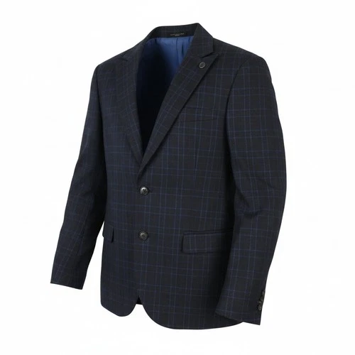 SCOTCH & SODA Men Blazer M Navy Check Wool Blend Peak Lapel Single Jacket DDP - product listing photo