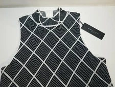 Romeo & Juliet Couture Knit Cotton Blend Black & White Sleeveless Dress Small S