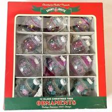 Box 12 Radko Shiny Brite Clear/Color Balls/Shapes Ornaments 1940's Style 2015
