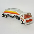 Vintage Metal Tonka Truck Belly Bottom Dump White Orange 10 Wheel