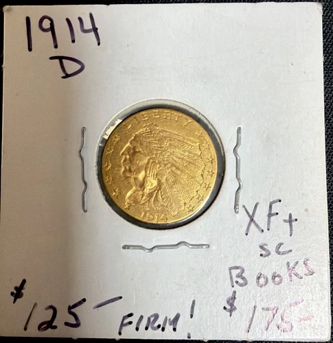 1914-D $2.5 Dollar Indian Head Quarter Eagle Gold Bullion Coin #69