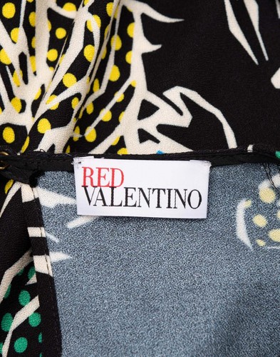 RRP€1030 RED VALENTINO Crepe A-Line Dress IT40 US4 UK8 S Floral Black Crew Neck - Picture 9 of 9