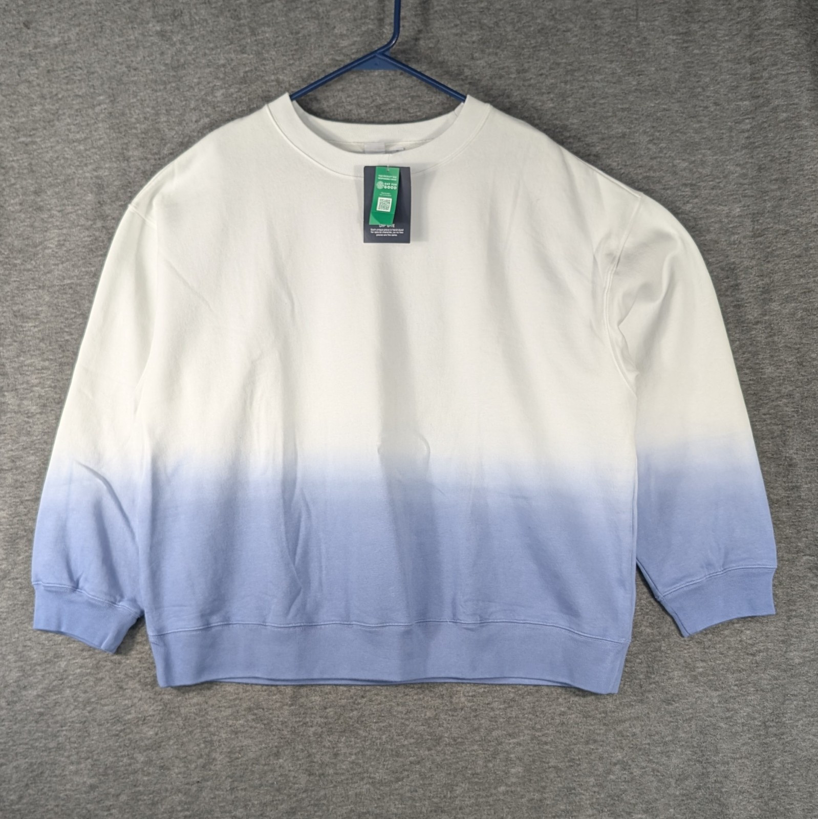 GAP Soft Lined Blue White Dip Dye Pullover Sweatshirt Size XL  