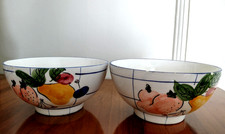 Set of 2 Vintage 1950s Coffee Café au Lait Cereal Breakefast Footed French Bowls