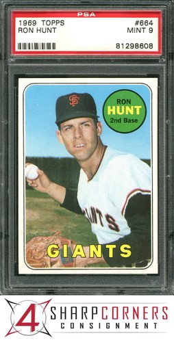 1969 Topps #664 Ron Hunt Giants PSA 9