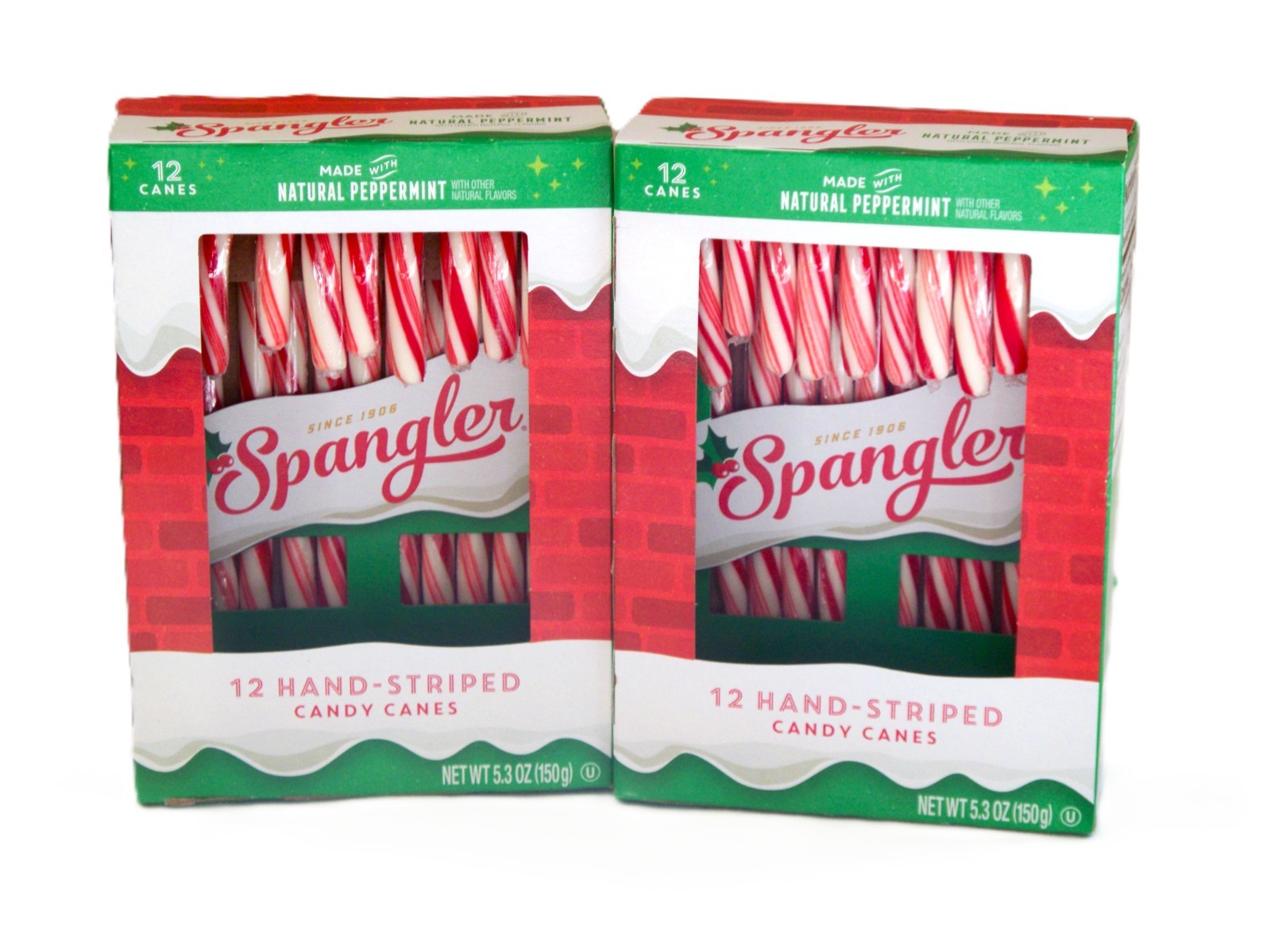 Two 12 Count Packs- 24 Total Spangler Natural Peppermint Candy Canes Fresh