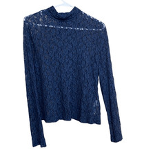 620. Rejina pyo blue sheer lace long sleeve top size 16 see measurements